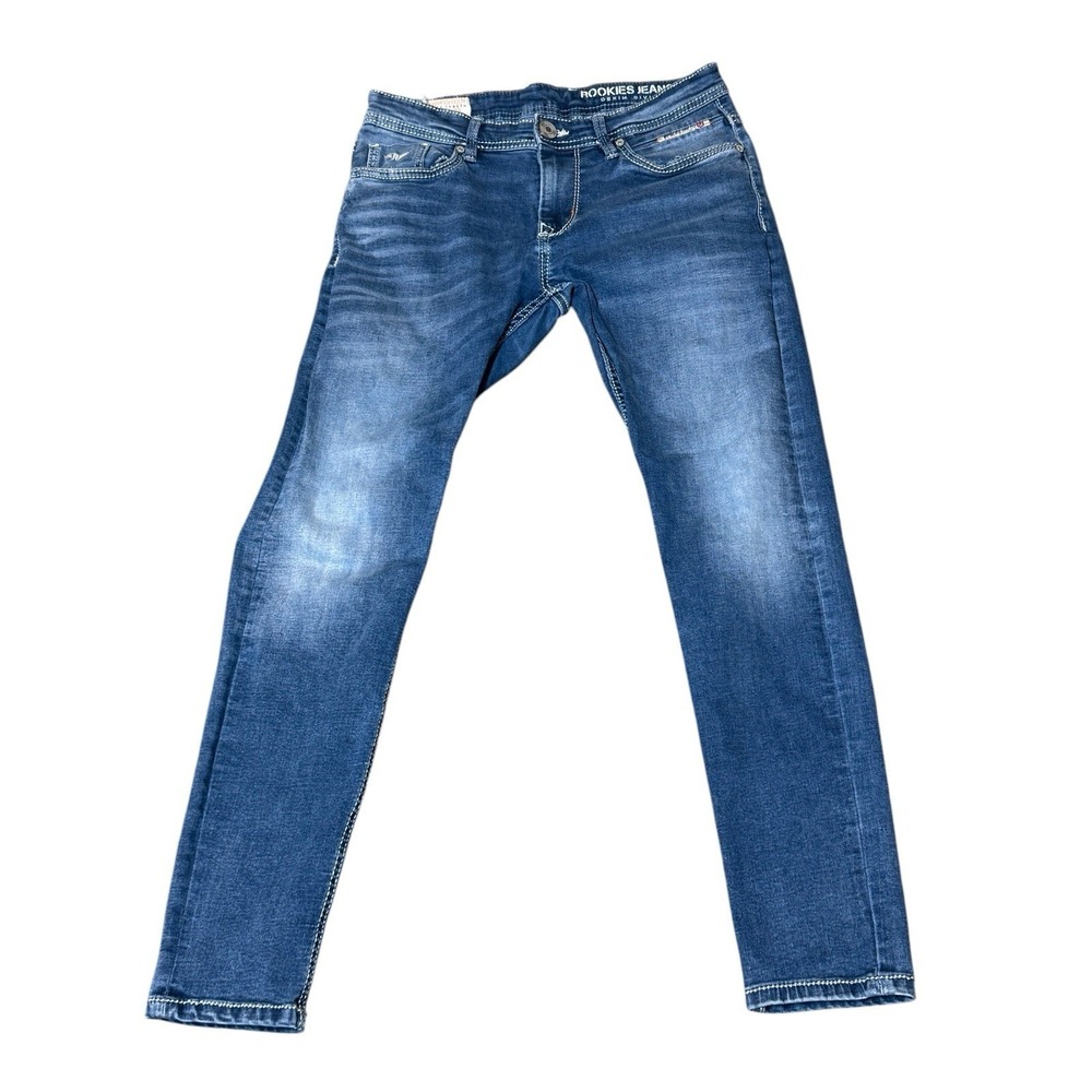 Men's 32x28 Rookies Springsteen Low Rise And‎ Narrow Denim Blue Jeans Ankle